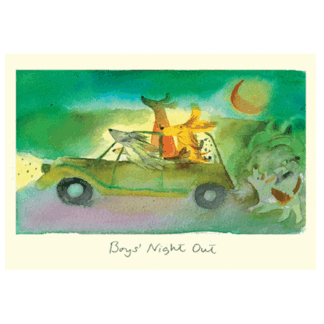 Boys Night Out card from a watercolour by Anna Shuttlewood