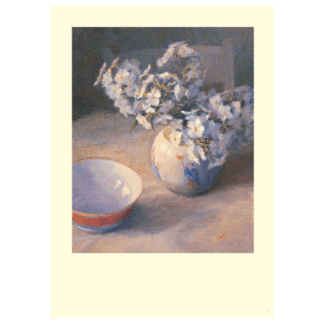 White Phlox In China Bowl card by Michael Coutts
