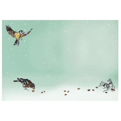 Feeding Birds In The Snow - Folding inserts for use inside Two Bad Mice Cards