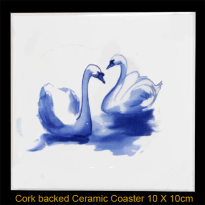 Two Blue Swans Ceramic Coaster